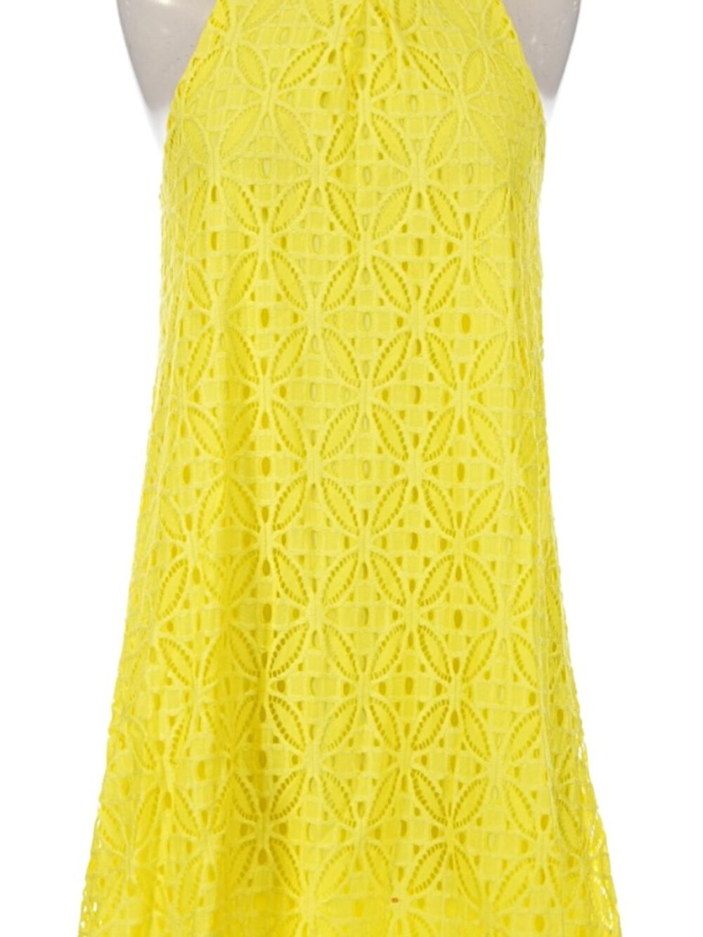 Gianni Bini Neon Yellow Geometric Lace Halter Mini Dress - Size S